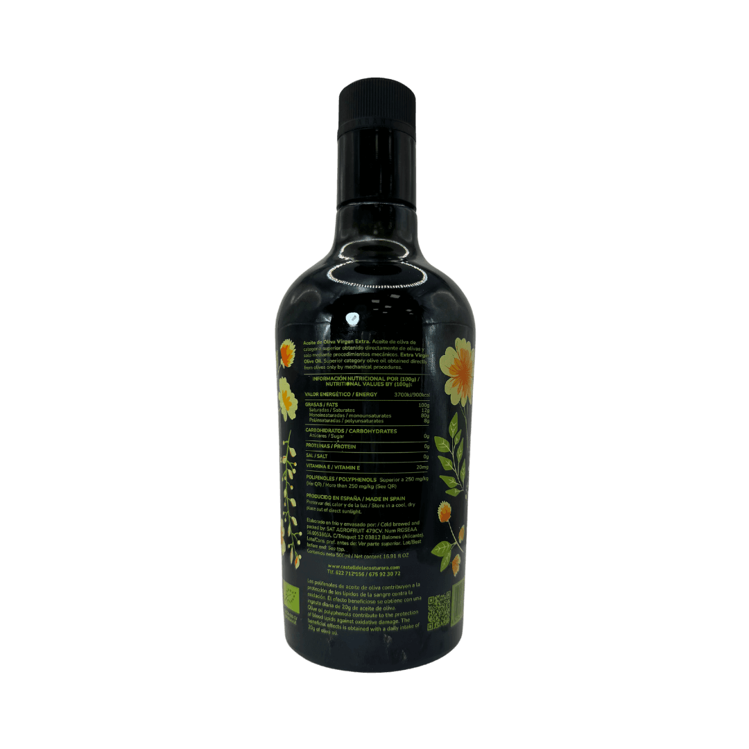 Aceite de oliva Virgen Extra, variedad Blanqueta-Mançanella-Picual 500 ml - Imagen 2