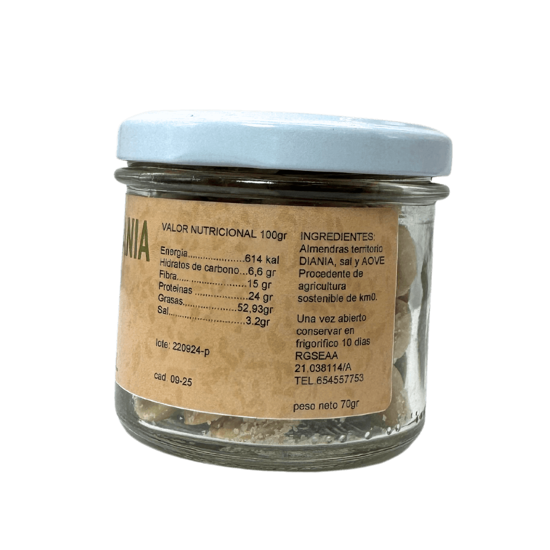 Almendra mediterránea pelada frita con sal tarro 60gr - Imagen 2