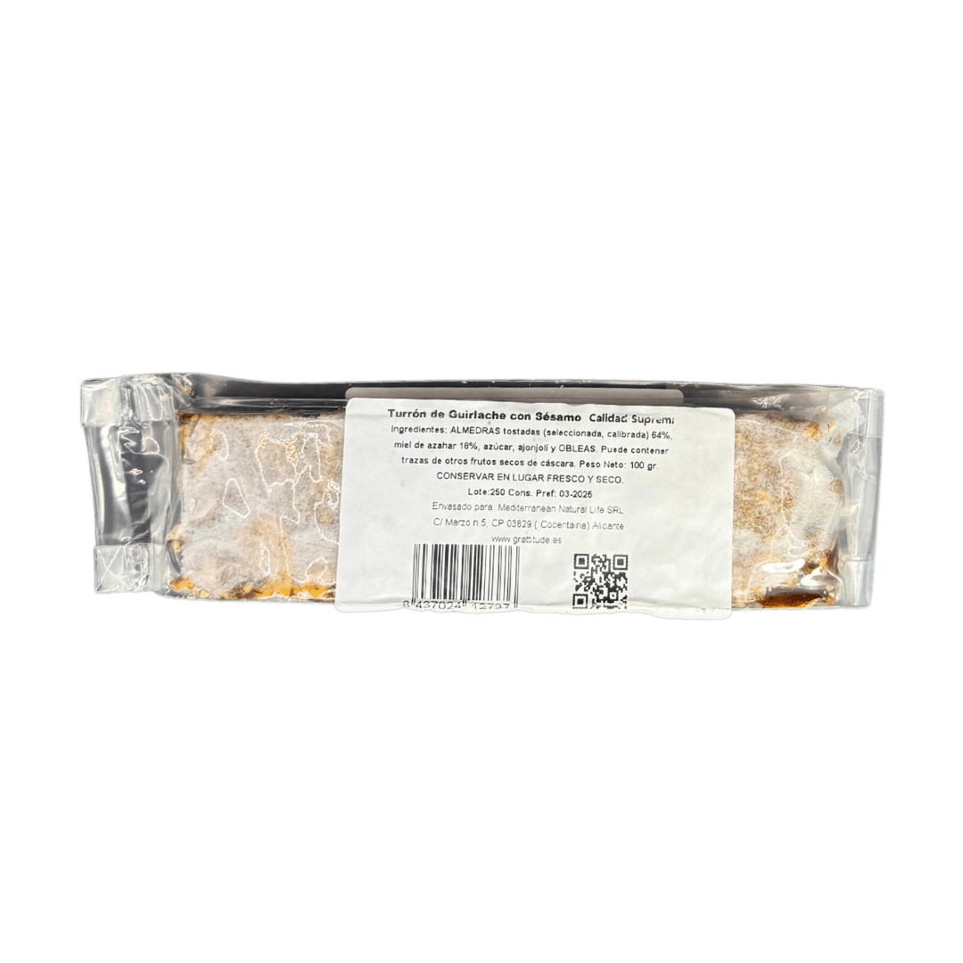 Turrón de Guirlache con sésamo calidad suprema artesanal - Imagen 2